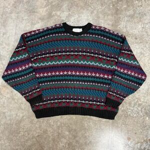 Vintage 90s Sears Multi-colored knit sweater Size XL
